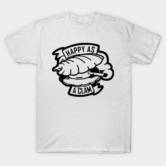 Happy as a Clam B&W T-Shirt by Merdet